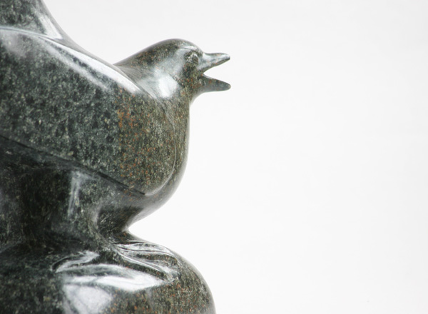 Magpie carved in Polyphant (Cornish Soapstone)