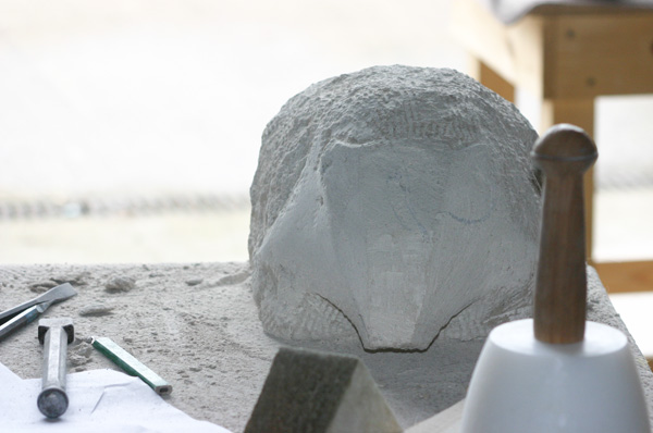 Stone carved badger