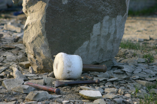 Working outside on my sculpture