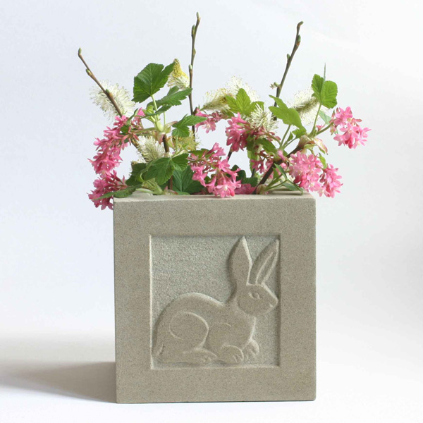 Carved stone planter