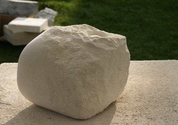 Abstract sculpture in limestone