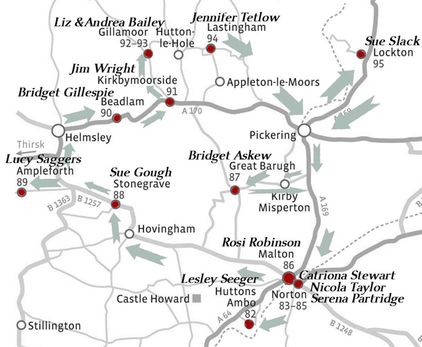 map showing studios to visit