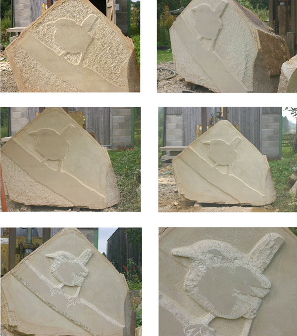 Stages of Carving a wren