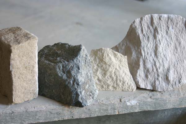 Raw stone pieces from the quarry