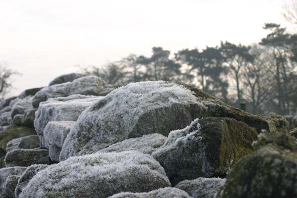 Frost on the stone wall