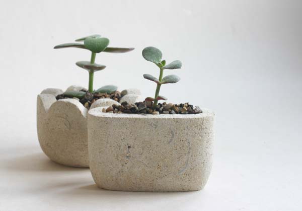 Two stone pots