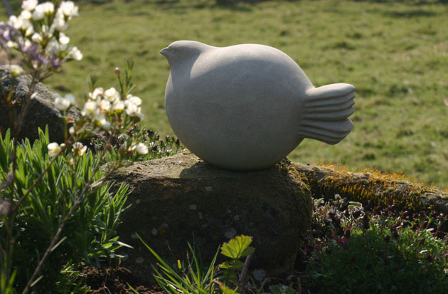 Bamboo bird stone sculpture