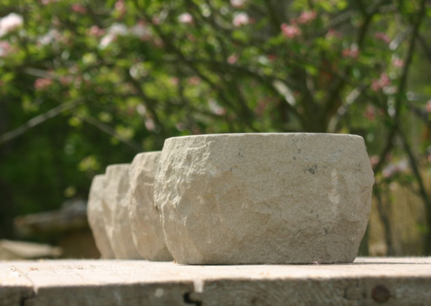 hand carved stone pots
