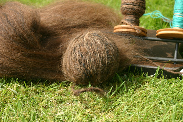 carded and spun alpaca wool