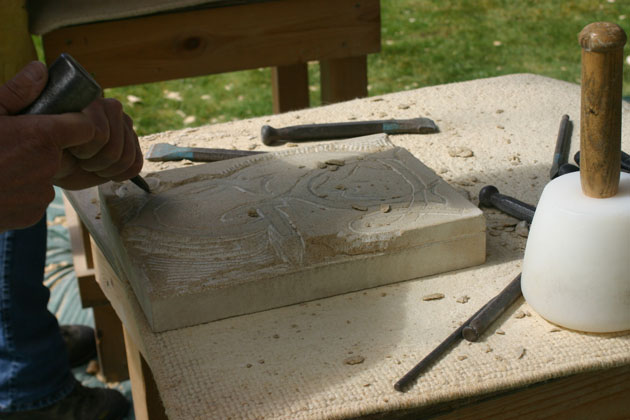 relief carved letters