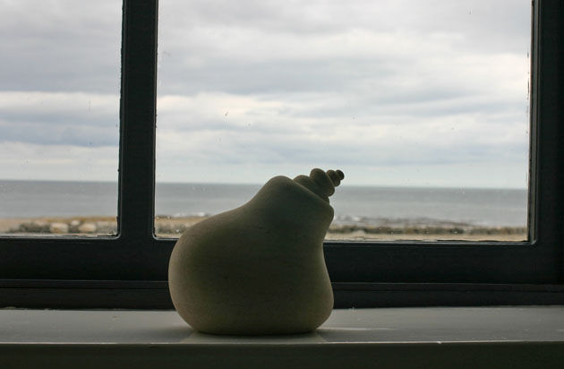 Stone sculpture at the Staithes Studios Gallery