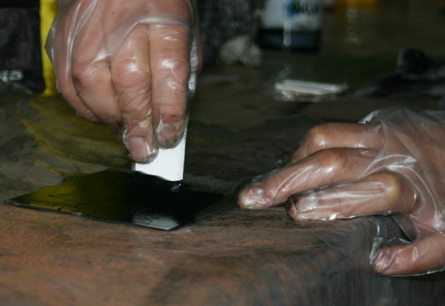 inking the drypoint plate