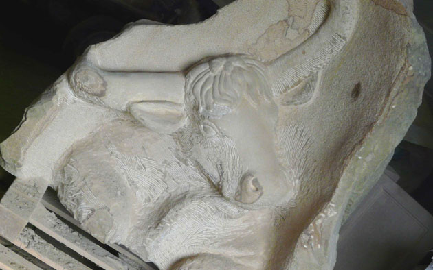 Aurochs sculpture carving detail