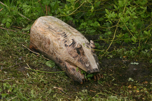 Badger sculpture carved in wood