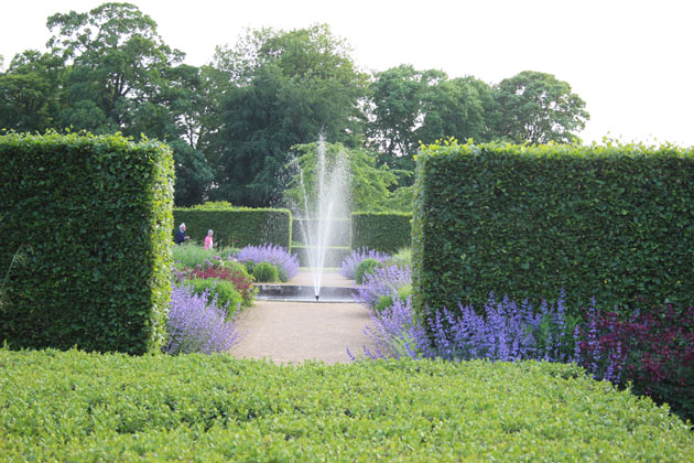 Fountain in the walled garden at Scampston Hall