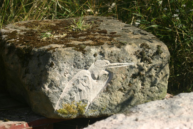 Heron carving