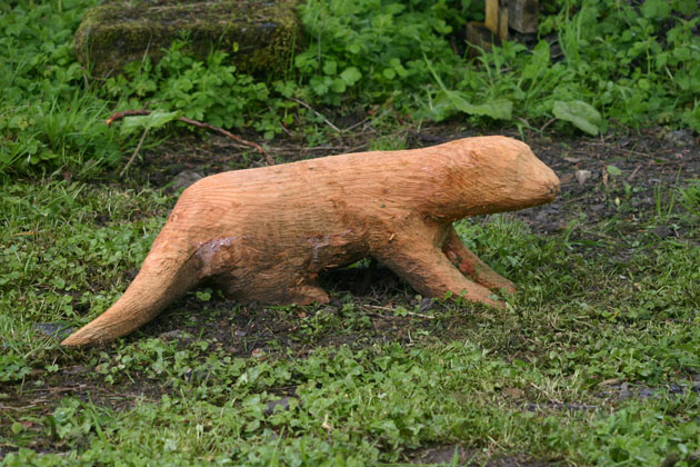 Otter sculpture carved in wood