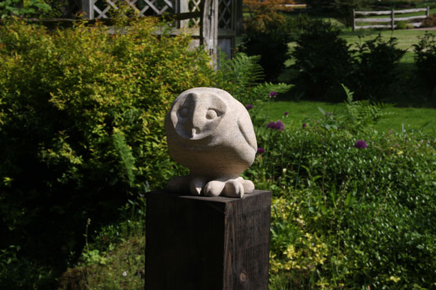 Owlet stone sculpture by Jennifer Tetlow