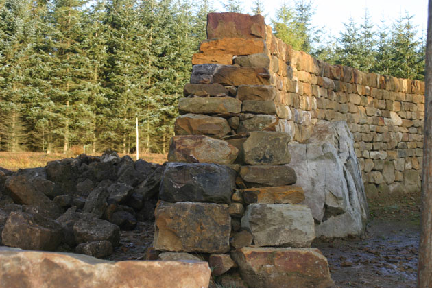 Dry Stone Wall Maze wall being built