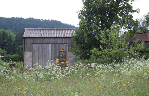 My workshop surrounded by meadow