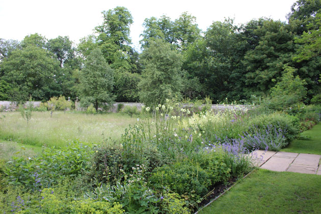 The meadow and borders at Nunnington Hall garden