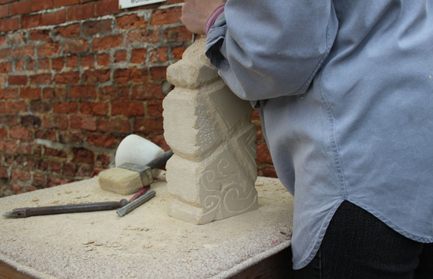 experimental carving at the stone carving workshop held at Rural Arts
