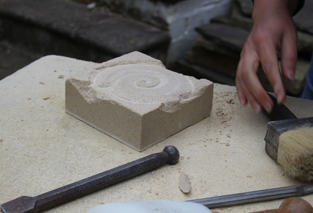 Ammonite carving