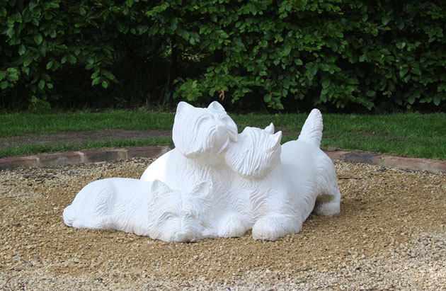 Westies dog sculpture