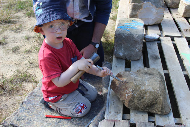 Young carver on my lettercutting in stone workshop