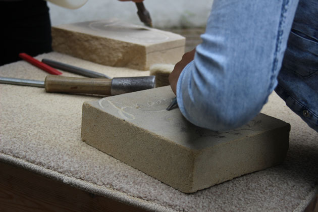 Letter carving in stone