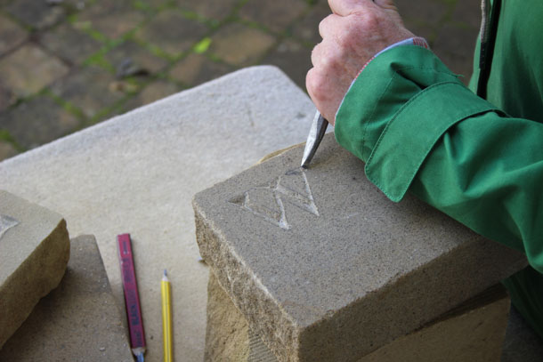 Letter cutting in stone