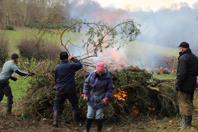 Conservation work party gets the bonfire going