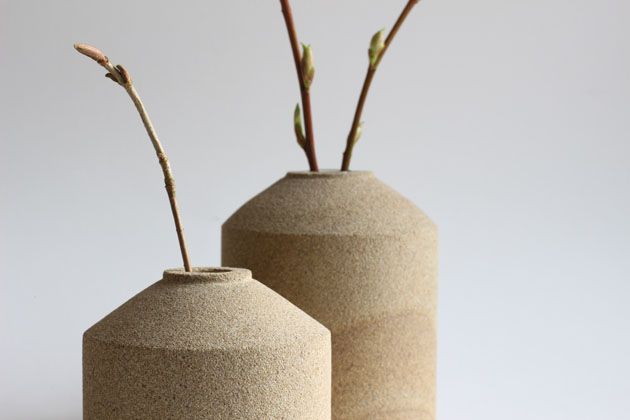 Stem vases carved in stone