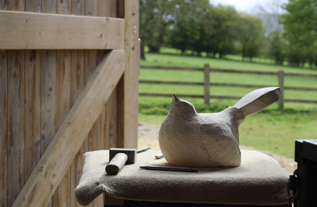 Bird being carved in stone