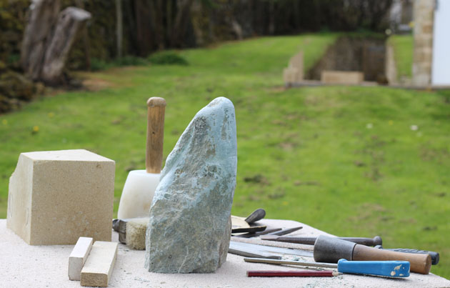 Gazing hare appearing in the stone