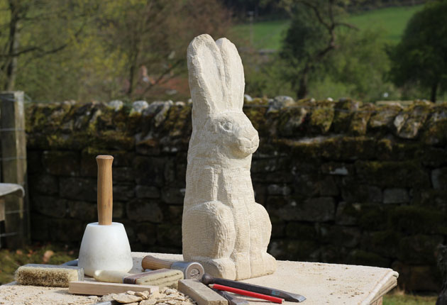 Hare sculpture carved by a complete beginner on my stone carving course