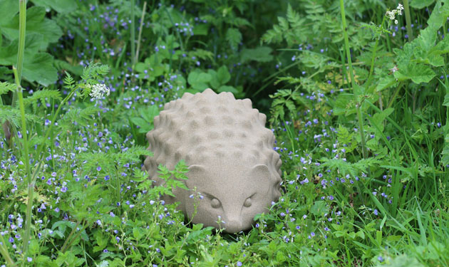 Hedgehog sculpture carved in Yorkstone