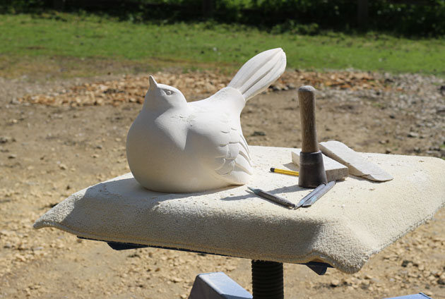 Long tailed bird carving progress