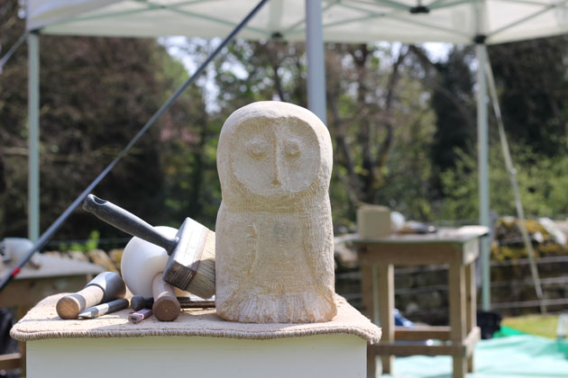 Owl sculpture carved during the stone carving course in Lastingham