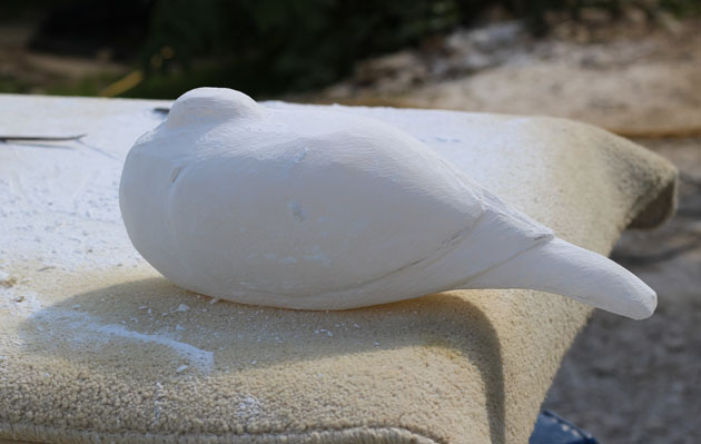 Carving a Dove sculpture in Alabaster