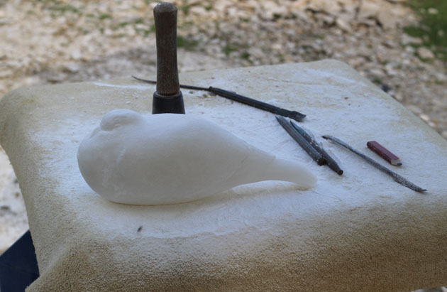 Dove Sculpture being carved in Alabaster