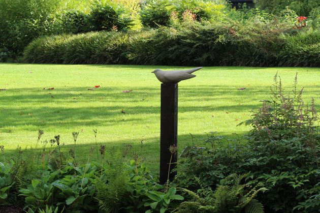 Cuckoo stone sculpture at RHS Garden Harlow Carr, Harrogate