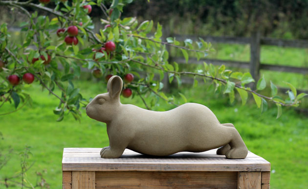 Stretching Rabbit sculpture