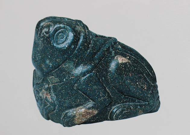 Aztec Grasshopper type insect carved in green stone