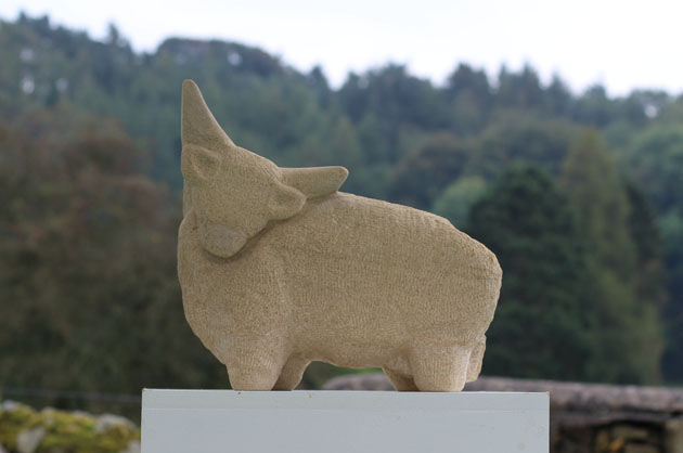 Bull carved in sandstone