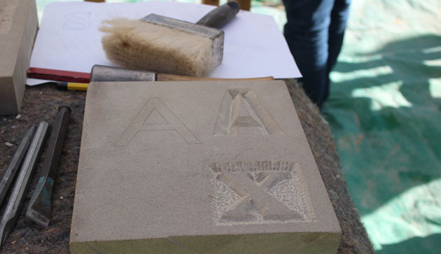 letter carving in stone