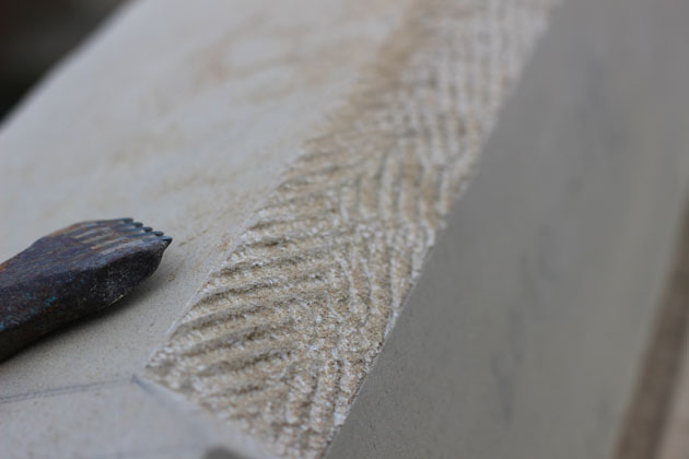 chamfering a column in stone