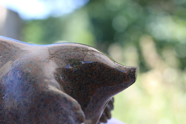 sanding and polishing my mole sculpture