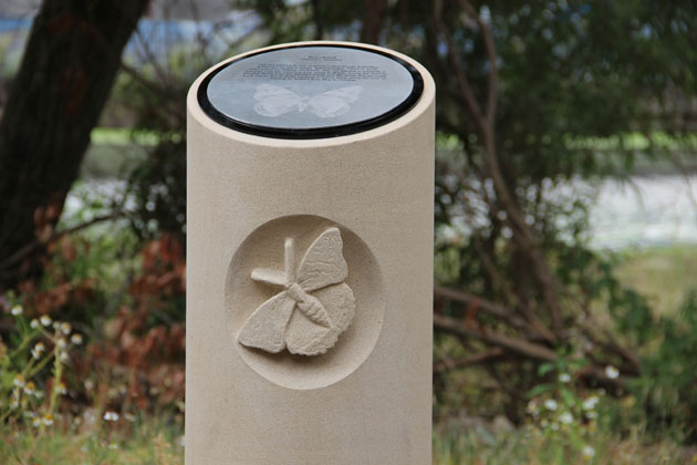 stone carving of a butterfly