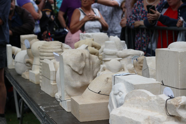 Stone carvings ready for auction at York Minster Stone Carving Festival 2018